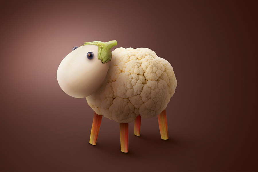 Mouton choux-fleur, aubergine, campagne Léguriviera